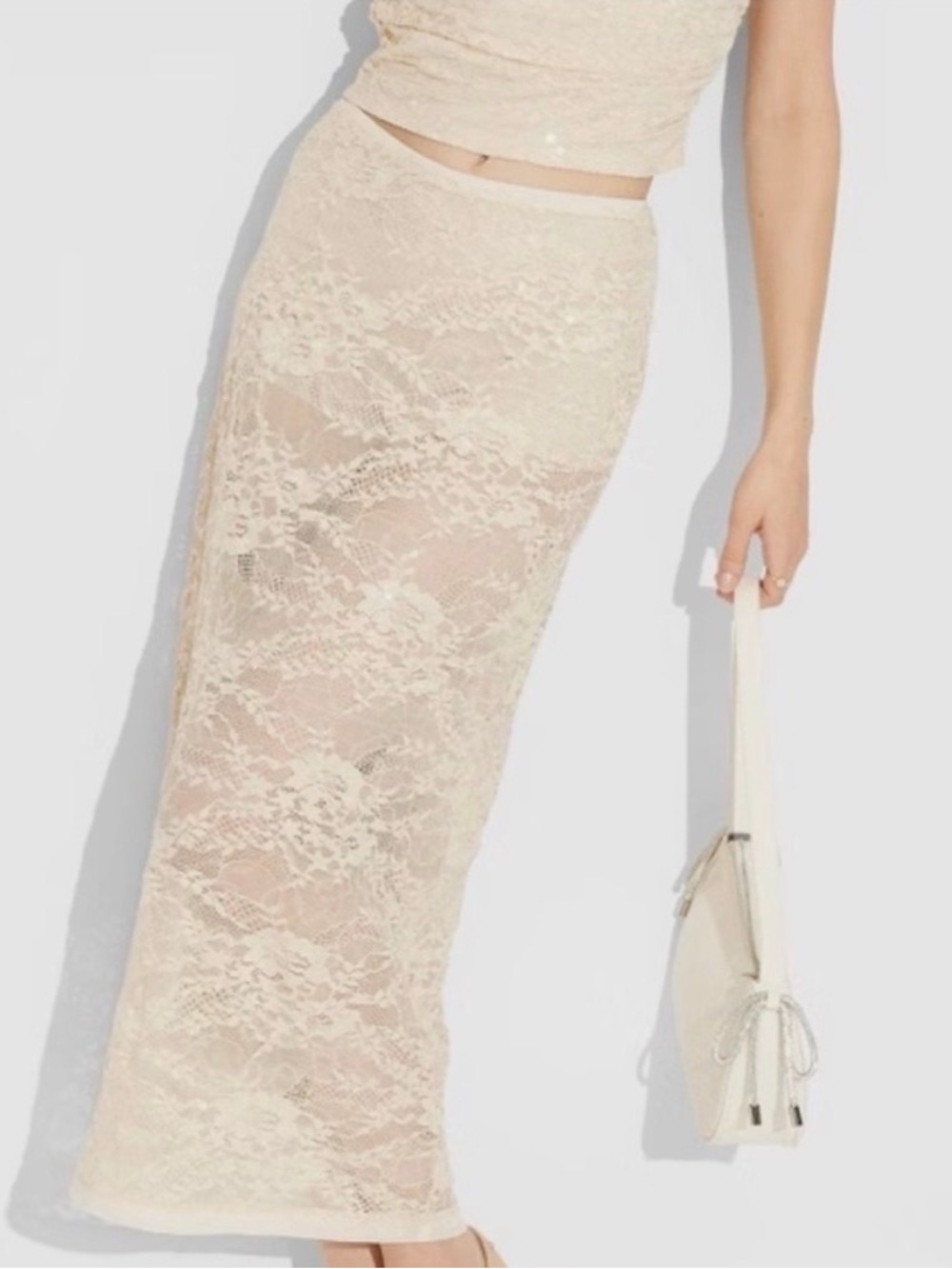 wild fable Cream Lace Maxi Skirt
